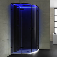AWT Stoomcabine/douche LD110F15 zonder douchebak en achterwanden zwart/90x90