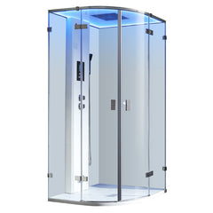 AWT Stoomdouche LD110F15 zonder douchebak en achterwanden wit glanzend/90x90