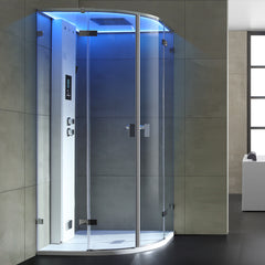AWT Stoomdouche LD110F15 zonder douchebak en achterwanden wit glanzend/90x90