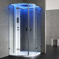 AWT Stoomdouche LD110F15 zonder douchebak en achterwanden wit glanzend/90x90