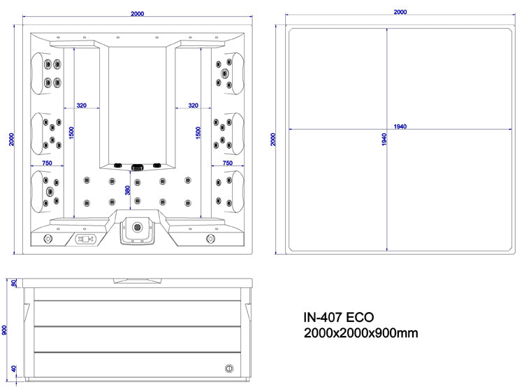 AWT IN-407 eco - buiten spa - CloudyBlack - 200x200 - grijs