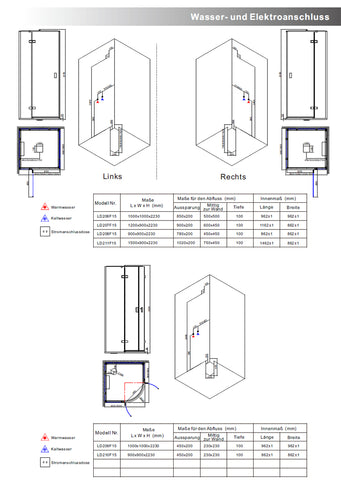 AWT Stoomdouche met achterwanden zonder douchebak LD207F15 wit/120x90/links