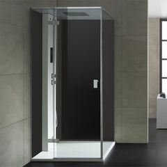 AWT Stoomdouche LD208F15 zwart/90x90/links zonder douchebak met achterwanden