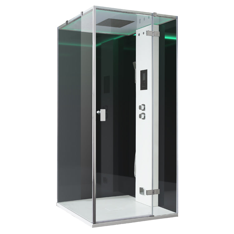 AWT Stoomcabine/douche LD208F15 zwart/90x90/rechts zonder douchebak met achterwanden