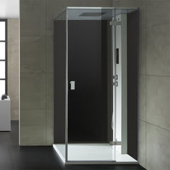 AWT Stoomcabine/douche LD208F15 zwart/90x90/rechts zonder douchebak met achterwanden