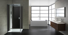 AWT Stoomcabine/douche LD208F15 zwart/90x90/rechts zonder douchebak met achterwanden