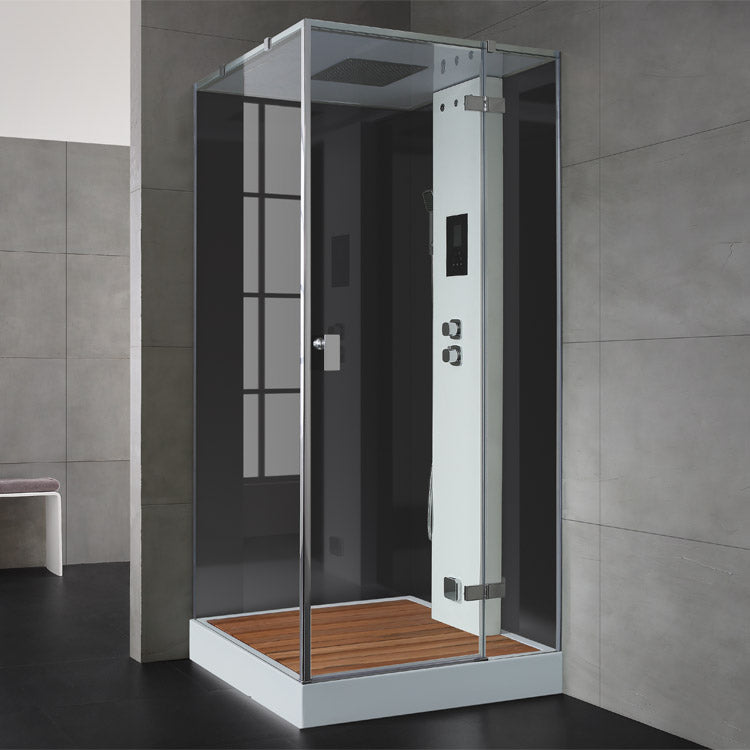 AWT Stoomdouche LD206F15 met douchebak en achterwanden zwart/100x100/rechts