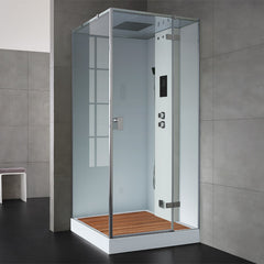 AWT Stoomdouche LD206F15 met douchebak en achterwanden wit/100x100/rechts