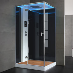 AWT Stoomdouche LD207F15 met douchebak en achterwanden zwart/120x90/links