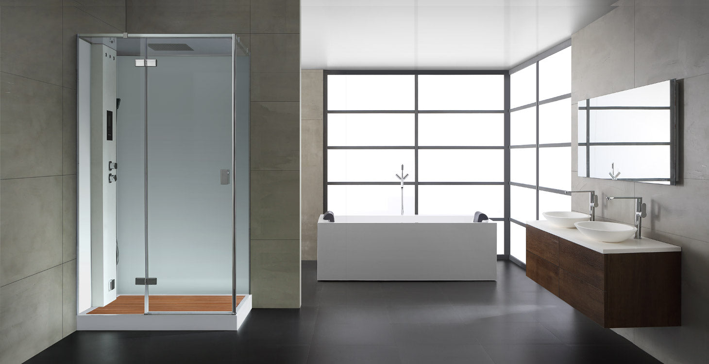 AWT Stoomdouche LD207F15 met douchebak en achterwanden wit/120x90/links