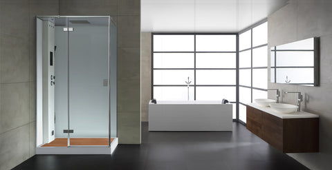 AWT Stoomdouche LD207F15 met douchebak en achterwanden wit/120x90/links
