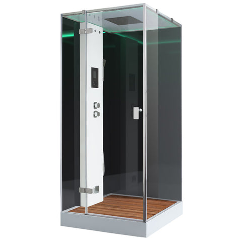 AWT Stoomdouche LD208F15 met douchebak en achterwanden zwart/90x90/links