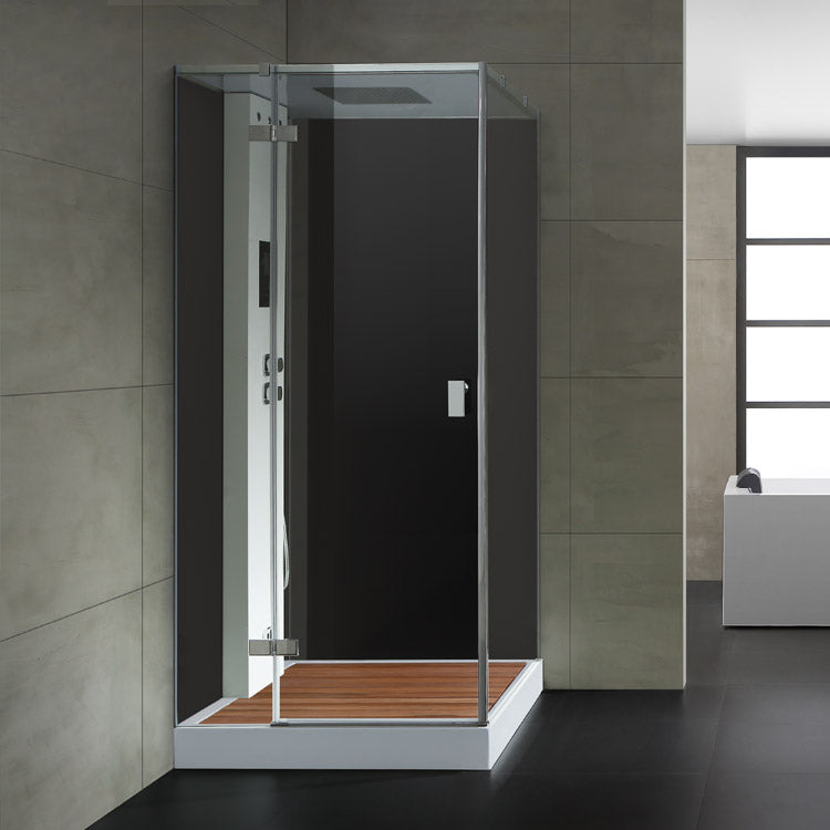AWT Stoomdouche LD208F15 met douchebak en achterwanden zwart/90x90/links