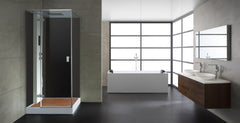 AWT Stoomdouche LD208F15 met douchebak en achterwanden zwart/90x90/links