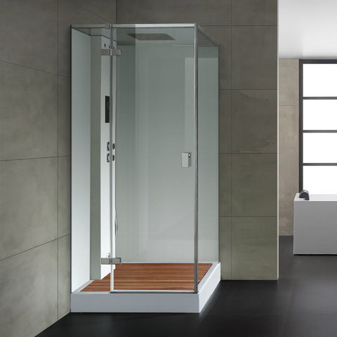 AWT Stoomdouche LD208F15 met douchebak en achterwanden wit/90x90/links