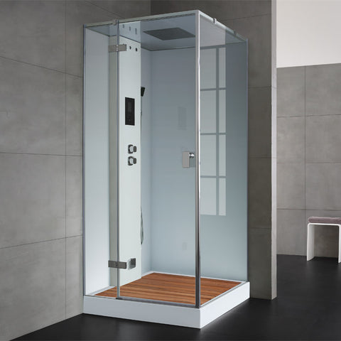 AWT Stoomdouche LD208F15 met douchebak en achterwanden wit/90x90/links