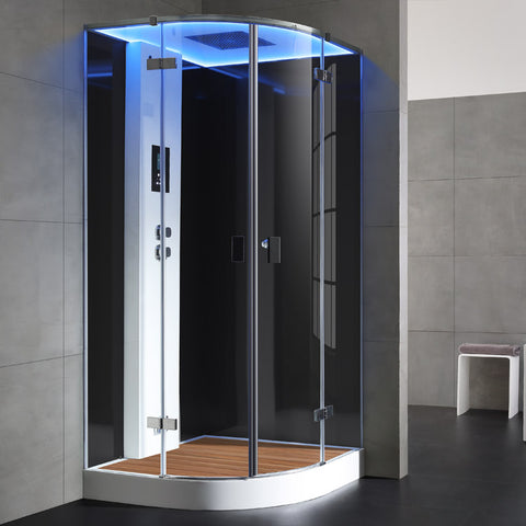 AWT Stoomdouche LD209F15 met douchebak en achterwanden zwart/100x100