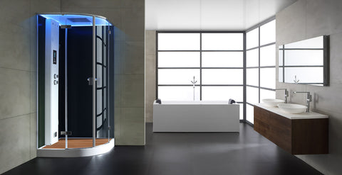 AWT Stoomdouche LD209F15 met douchebak en achterwanden zwart/100x100