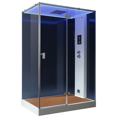 AWT Stoomdouche LD211F15 met douchebak en achterwanden zwart/150x90/rechts