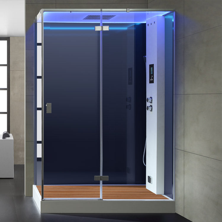 AWT Stoomdouche LD211F15 met douchebak en achterwanden zwart/150x90/rechts