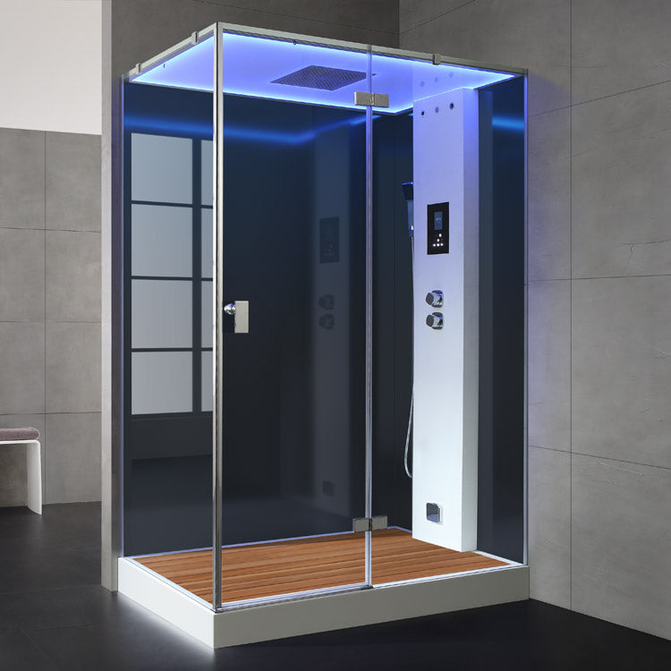 AWT Stoomdouche LD211F15 met douchebak en achterwanden zwart/150x90/rechts