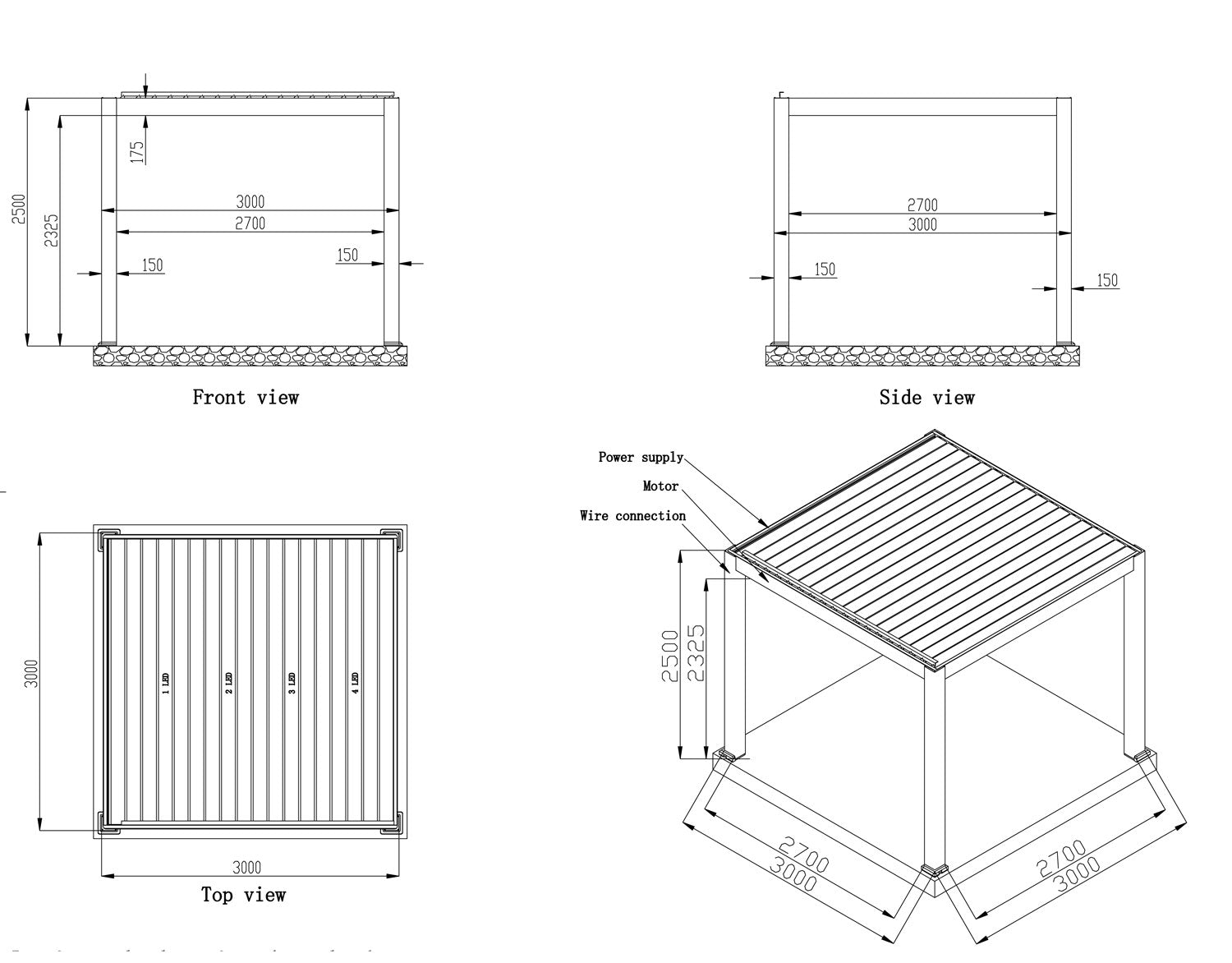 AWT Pergola extreem - wit/antraciet - elektrisch