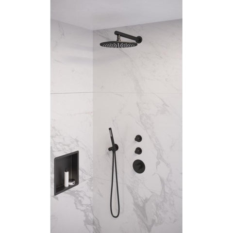 Brauer Black Edition Regendoucheset inbouw - hoofddouche 30cm - 3 gladde knoppen - rechte wandarm - handdouche staaf 1 stand - mat zwart