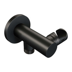 BRAUER Black Edition thermostatische inbouw badkraan met drukknoppen SET 04 met uitloop en 3-standen handdouche en doucheslang en wandaansluitbocht mat zwart