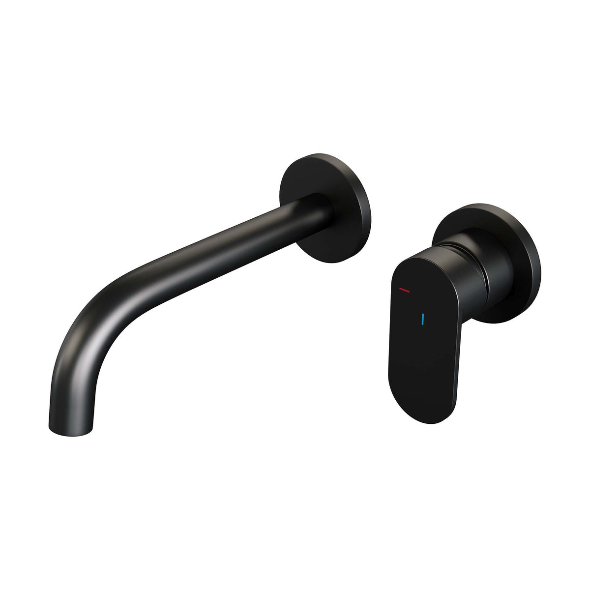 BRAUER Black Edition inbouw wastafelmengkraan met gebogen uitloop en rozetten model C1 mat zwart