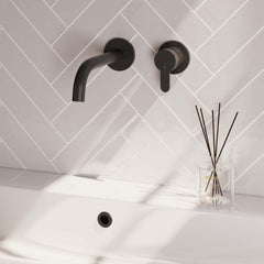 BRAUER Black Edition inbouw wastafelmengkraan met gebogen uitloop en rozetten model D1 mat zwart