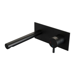 BRAUER Black Edition inbouw wastafelmengkraan met rechte uitloop en afdekplaat model B1 mat zwart