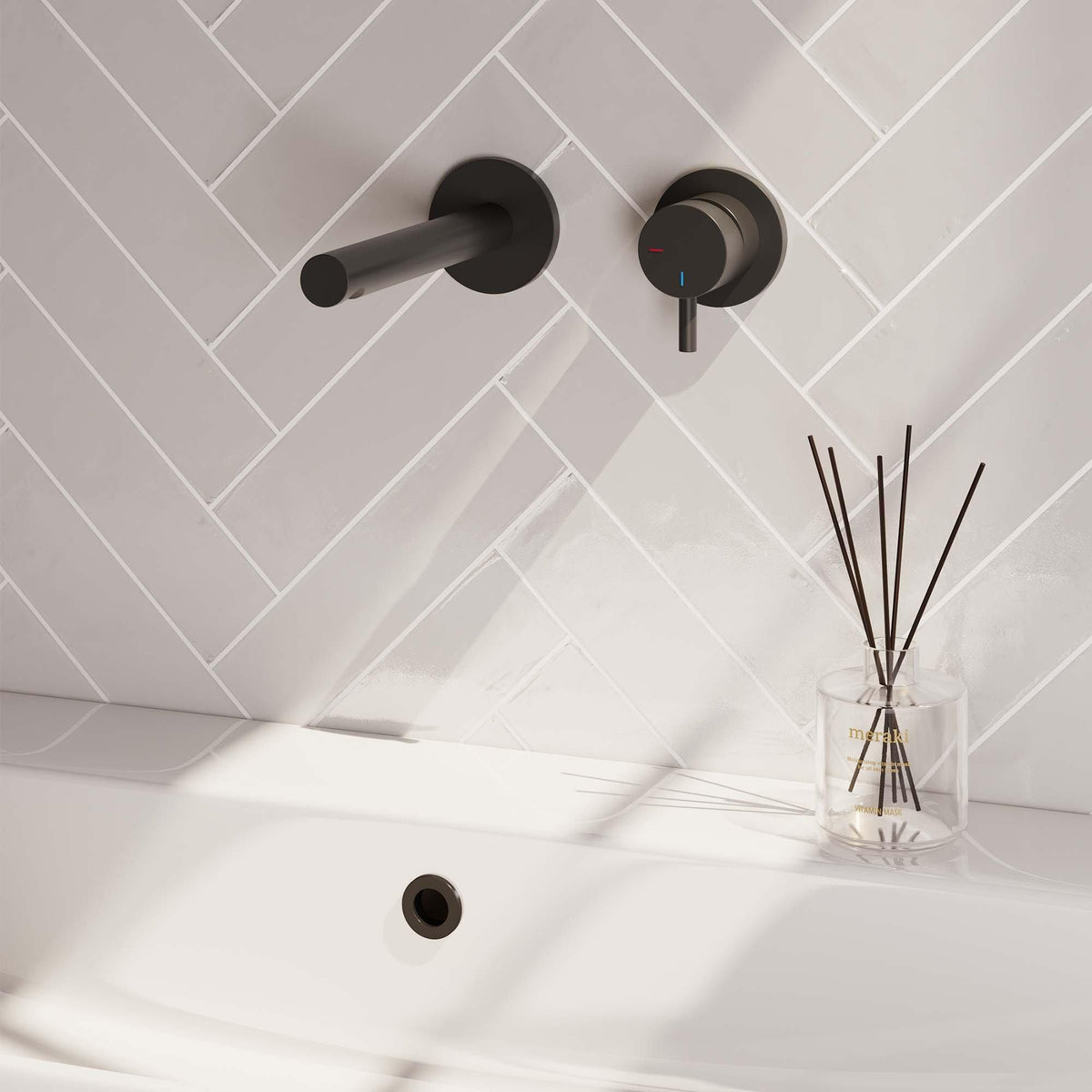 BRAUER Black Edition inbouw wastafelmengkraan met rechte uitloop en rozetten model B1 mat zwart