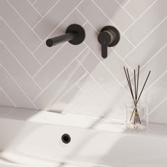 BRAUER Black Edition inbouw wastafelmengkraan met rechte uitloop en rozetten model D1 mat zwart