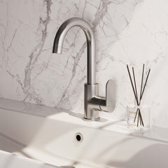 BRAUER Brushed Edition - Wastafelmengkraan opbouw - hoog - draaibaar - platte uitloop - model C - PVD - geborsteld RVS