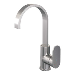 BRAUER Brushed Edition - Wastafelmengkraan opbouw - hoog - draaibaar - platte uitloop - model C - PVD - geborsteld RVS