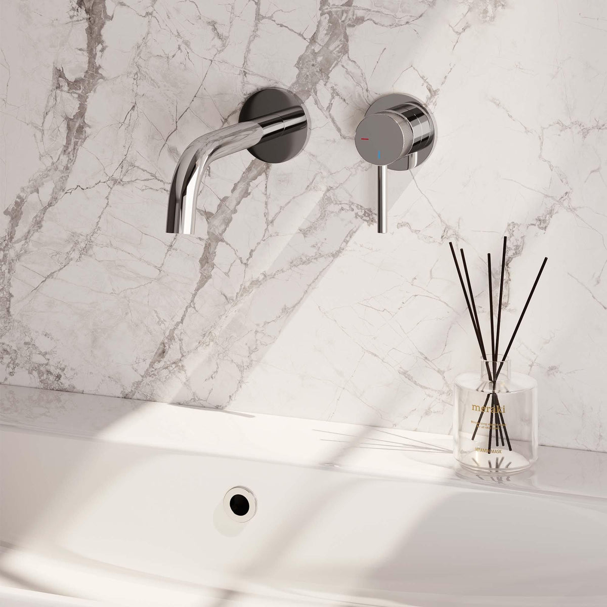 BRAUER Carving Wastafelmengkraan inbouw - gebogen uitloop links/rechts - hendel lang smal carving-