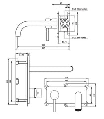 Brauer Black Edition ColdStart wastafelkraan inbouw gebogen uitloop met achterplaat model A2