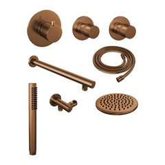 Brauer Gunmetal Edition Complete Built-in Rain Shower with 3-Function Hand Shower, Straight Wall Arm, and 20/30 cm Head Shower - Set 8 - Gunmetal Brushed PVD