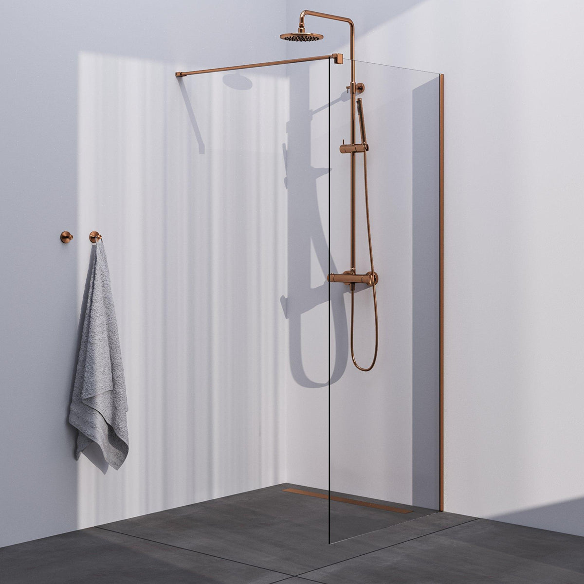 BRAUER Copper Season Inloopdouche - helder glas - 80x200cm - koper geborsteld