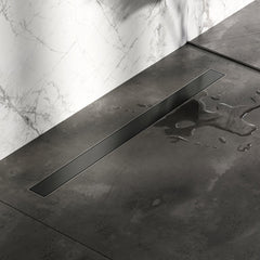 Brauer Douchegoot - 90x7.5cm - vloerflens - tegelinlegrooster omkeerbaar - RVS - geborsteld gunmetal PVD