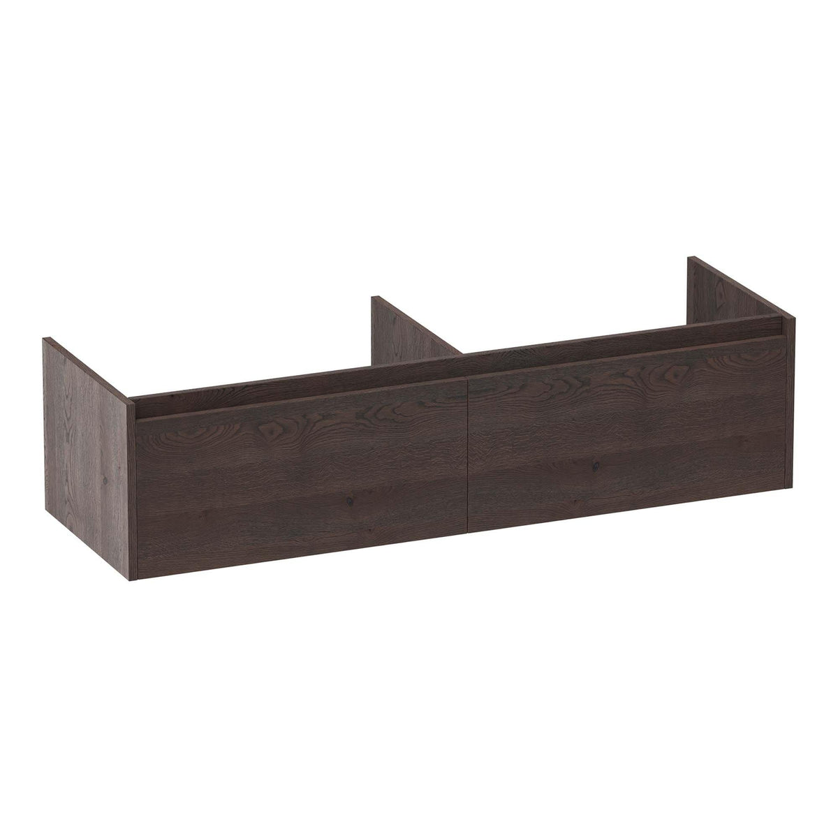 BRAUER Embrace base cabinet 140 with 2 soft-close handleless drawers and 2 siphon cut-outs black slatted oak