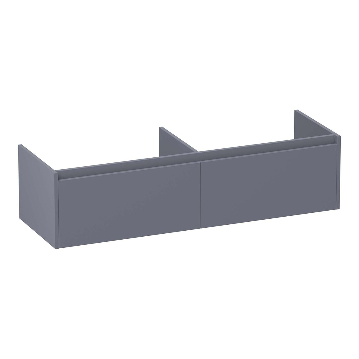 BRAUER Embrace 140 base cabinet with 2 soft-close handleless drawers and 2 siphon cutouts matte gray
