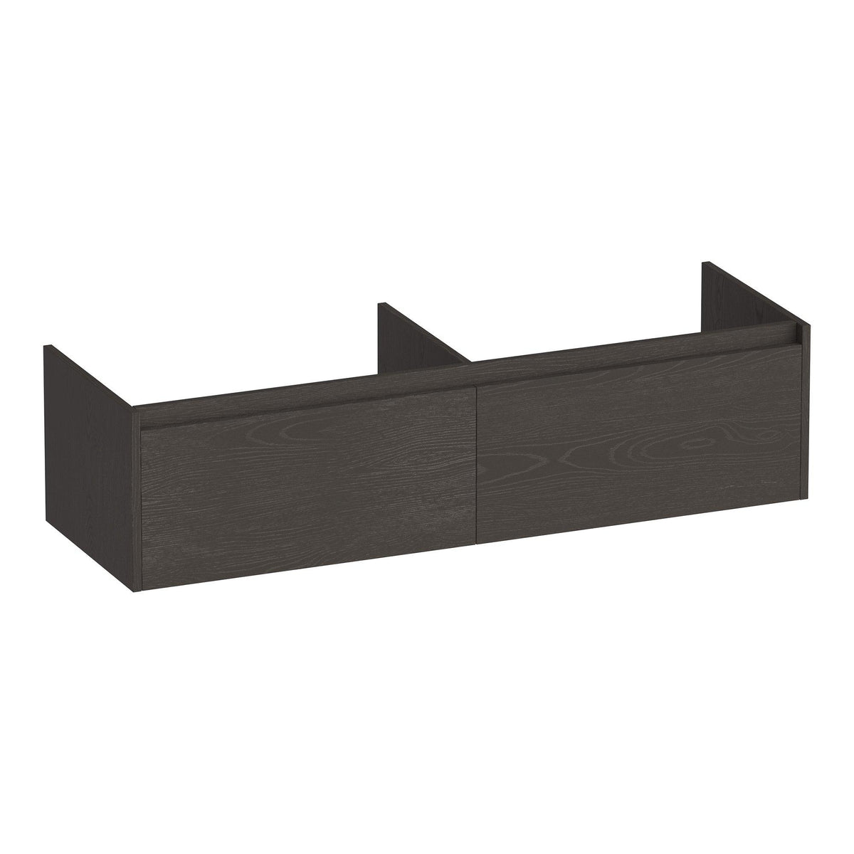 BRAUER Embrace 140 base cabinet with 2 soft-close handleless drawers and 2 siphon cutouts Timber Anthracite