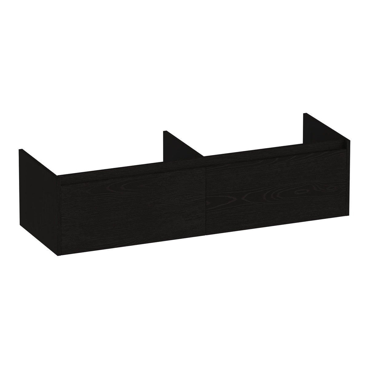 BRAUER Embrace base cabinet 140 with 2 soft-close handleless drawers and 2 siphon cutouts Timber Black
