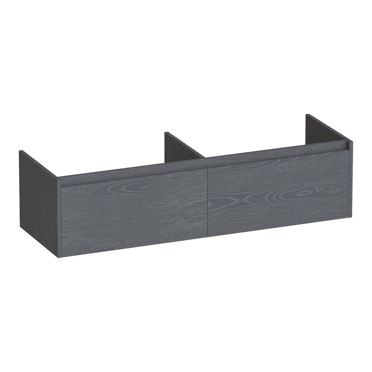 BRAUER Embrace 140 base cabinet with 2 soft-close handleless drawers and 2 siphon cutouts Timber Grey