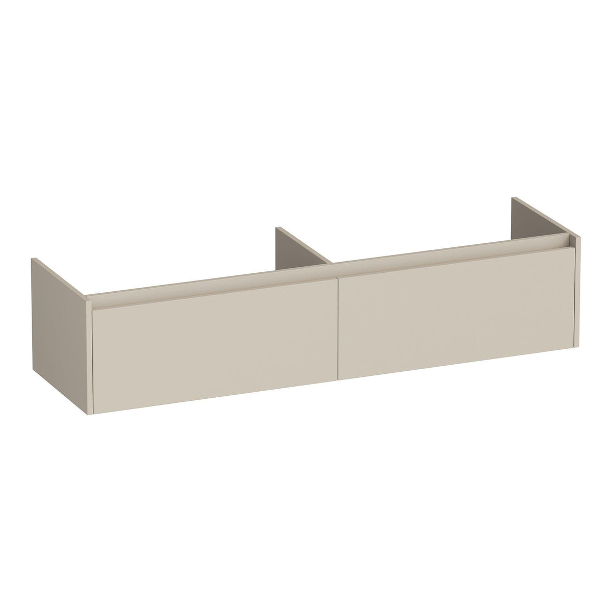 BRAUER Embrace 160 base cabinet with 2 soft-close handleless drawers and 2 siphon cutouts matte beige