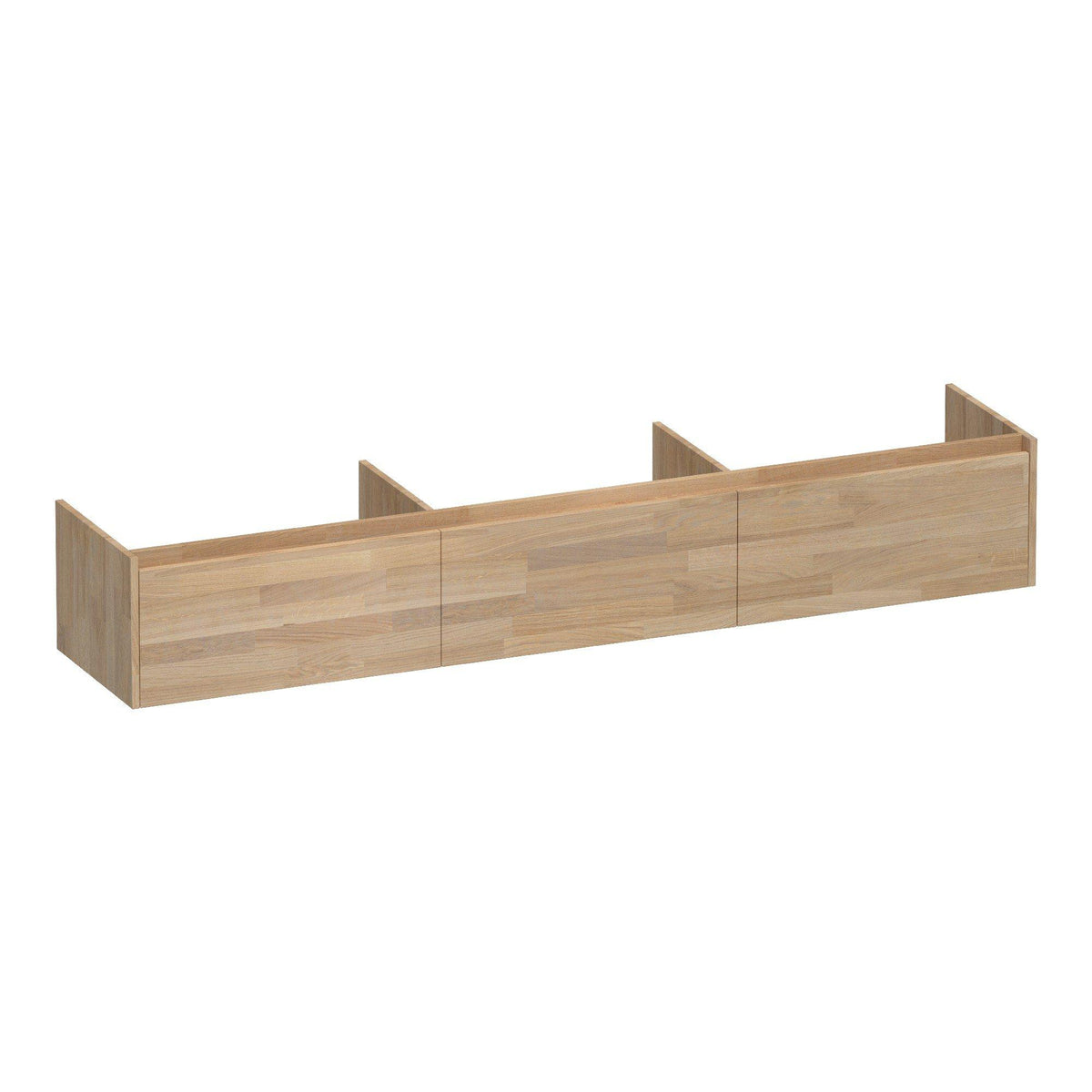 BRAUER Embrace vanity unit 220 with 3 soft-close handleless drawers and 0 siphon cut-outs finger-jointed oak grey