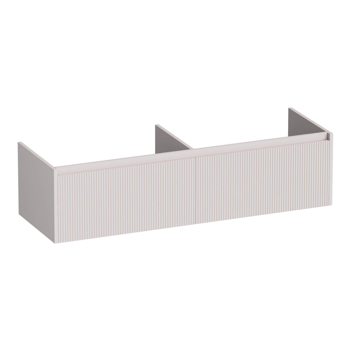 BRAUER Embrace Wavy 140 base cabinet with 2 soft-close handleless drawers and 2 siphon cutouts matte sand
