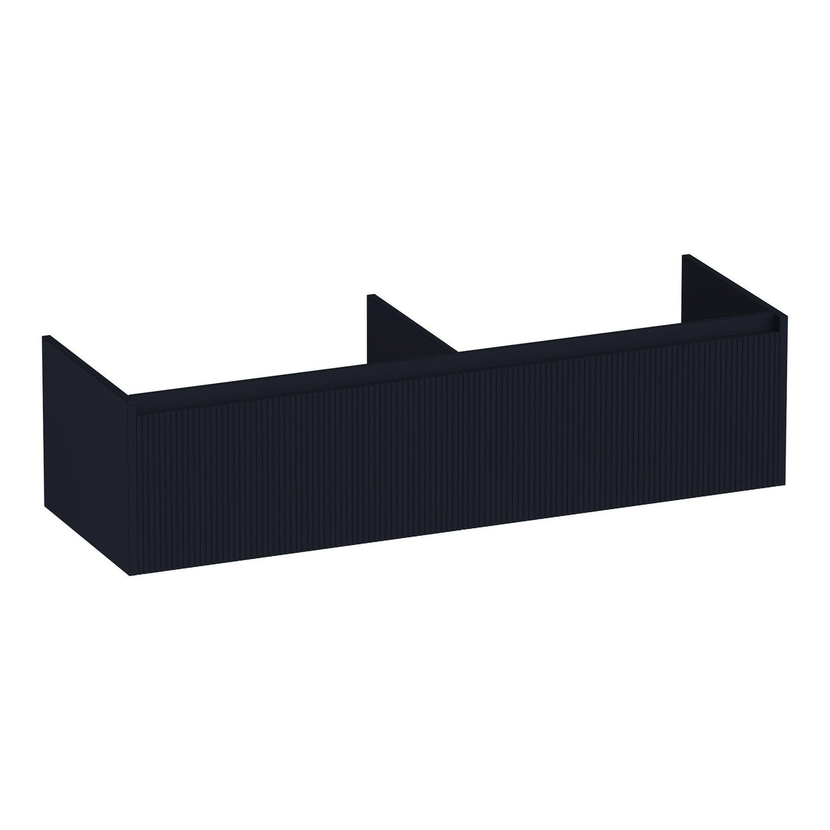 BRAUER Embrace Wavy 140 base cabinet with 2 soft-close handleless drawers and 2 siphon cutouts matte black