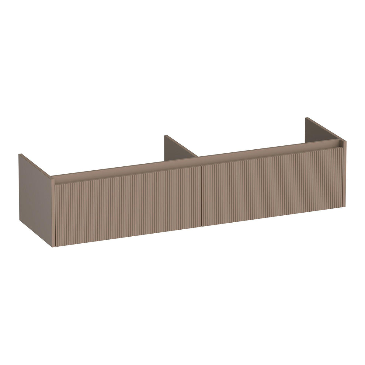 BRAUER Embrace Wavy 160 base cabinet with 2 soft-close handleless drawers and 2 siphon cutouts matte mocha